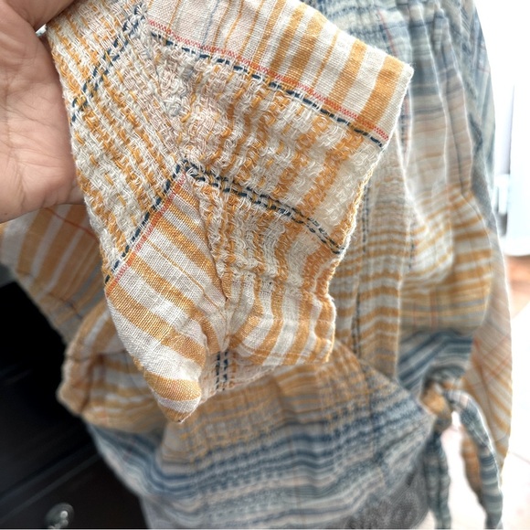 Free People Plaid Boho Crop Blouse Size M - Picture 6 of 16